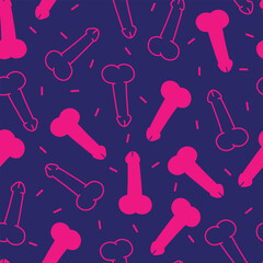 Funny pattern pink penis, seamless background penis silhouette, gender theme wrapping paper - obrazy, fototapety, plakaty