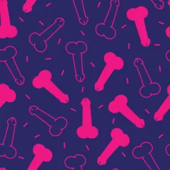 Deurstickers Funny pattern pink penis, seamless background penis silhouette, gender theme wrapping paper © ninakosh