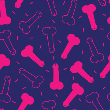 Funny pattern pink penis, seamless background penis silhouette, gender theme wrapping paper
