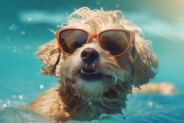 dog in retro sunglasses