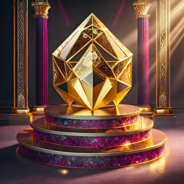 Luxurious gold and diamond custom royal podium