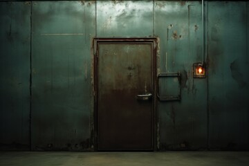 Door of an old prison. Background with selective focus and copy space - obrazy, fototapety, plakaty