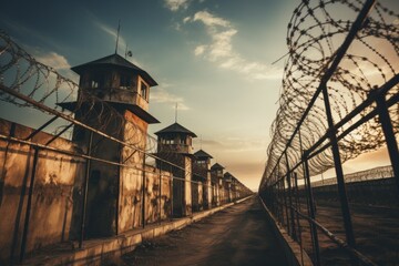 Old prison. Background with selective focus and copy space