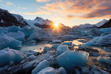Fotobehang Melting glaciers - impact of climate change © thejokercze