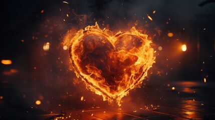 Fiery heart in the night