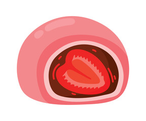 Daifuku Mochi Japanese Dessert Food Cute Cartoon Vector Illustration