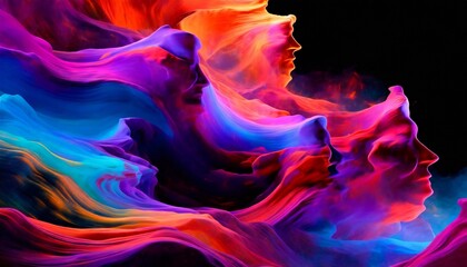 Abstract vibrant colorful background texture with a face silhouette