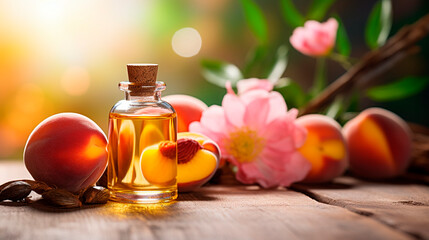 peach seed oil in a bottle. Generative AI,