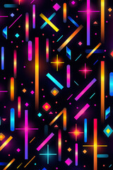 Neon-inspired vector pattern and background with bold, glowing colors