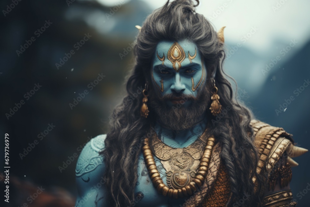 Canvas Prints god shiva. portrait with selective focus and copy space