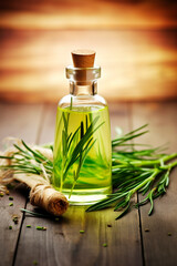 lemongrass essential oil in a bottle. Generative AI, - obrazy, fototapety, plakaty