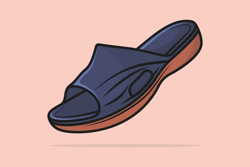 Glossy Bright Colorful Woman Slipper Shoe vector illustration. Beauty fashion objects icon concept. Trendy girls party footwear slipper vector design.