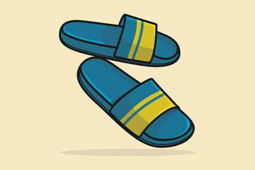 Boys Footwear Slippers Shoes Pair vector illustration. Beauty fashion objects icon concept. Colorful flip flop slippers shoes vector design.