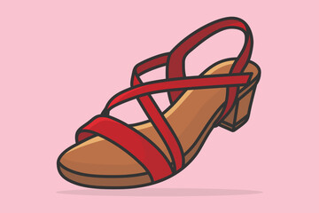 Female Accessories, Elegant Events Sandal Shoe vector illustration. Beauty fashion objects icon concept. Girls footwear sandal vector design with shadow.