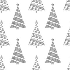 Christmas Silver Glitter Trees Doodles, Winter Holiday Design, Gift Tags, planner, scrapbooking Hand Drawn