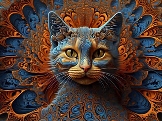 cat's face, fine fractal lace, digital art