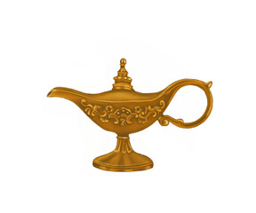 Fototapeta na wymiar Magic golden oil lamp oriental tale style video animation