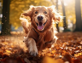 A Dog's Adventure: Exploring a Whimsical Forest Filled With Autumn Leaves