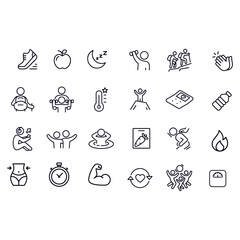 Health and Wellness line icons vector design
