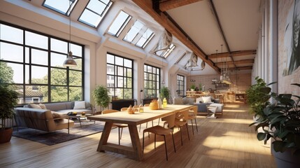 Obraz premium Interior design of cozy living room with stylish sofa, coffee table, dried flowers in vase, mock up poster, carpet, decoration, pillows, plaid and personal accessories in modern home decor. Template.