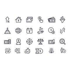 Finance & Banking line icons vector design
