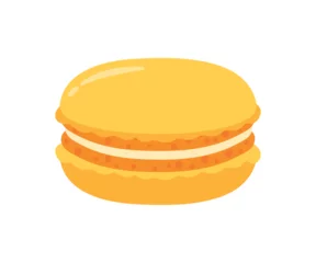 Papier Peint photo autocollant Macarons Flat Macaron Bakery Food in Cute Cartoon Vector Illustration