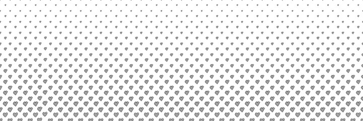 Blended  doodle black heart line on white for pattern and background, halftone effect.