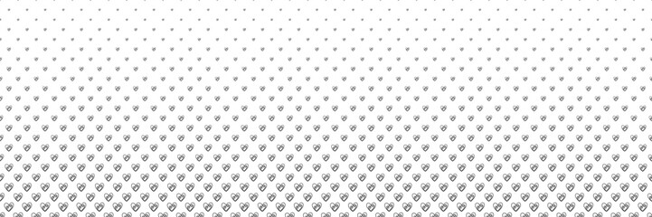 Blended  doodle black heart line on white for pattern and background, halftone effect.