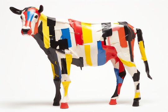 a cow painted with different colors