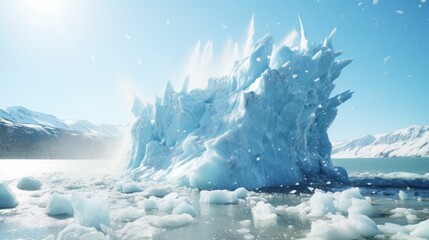 Fototapeta na wymiar A piece of iceberg that broke off due to global warming.