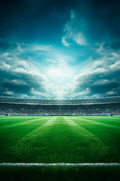 Football field with green grass. Generative AI,