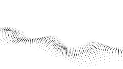 Wave of moving particles on a white background. Big data transfer.Abstract vector 3d illustrations.