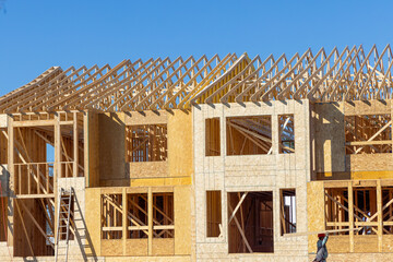 rafter and walls of a plywood house