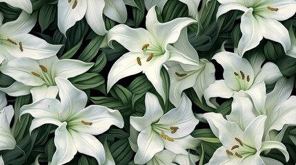 Floral pattern background of white lily