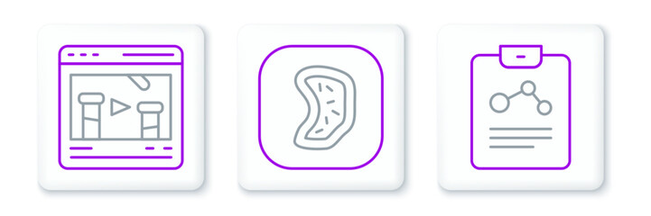 Set line Chemistry report, Chemical online and Bacteria icon. Vector