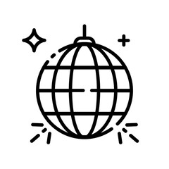 Disco ball icon. Disco, dance, nightlife club. Party celebration birthday holidays event carnival festive.