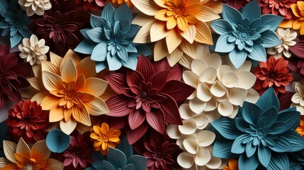 Creative Pattern Made Various Flowers Leaves, HD, Background Wallpaper, Desktop Wallpaper