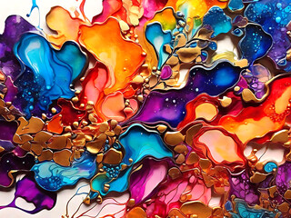 Abstract Colorful Liquid Background with Bubbles AI Generative