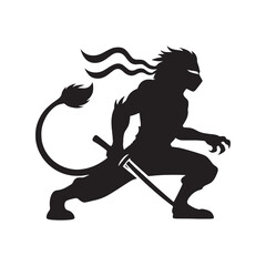 Ninja Lion Silhouette - A lethal and elegant fusion, capturing the deadly grace of a ninja within the powerful silhouette of a lion.

