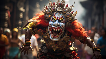 Traditional Barong dance in Bali at a cultural festival indonesia