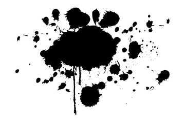 black ink splatter on white background - obrazy, fototapety, plakaty