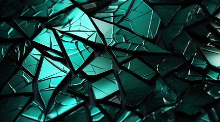 Abstract 3D Geometric Background: A Striking Interplay of Teal and Black