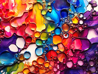 Abstract Colorful Liquid Background with Bubbles AI Generative