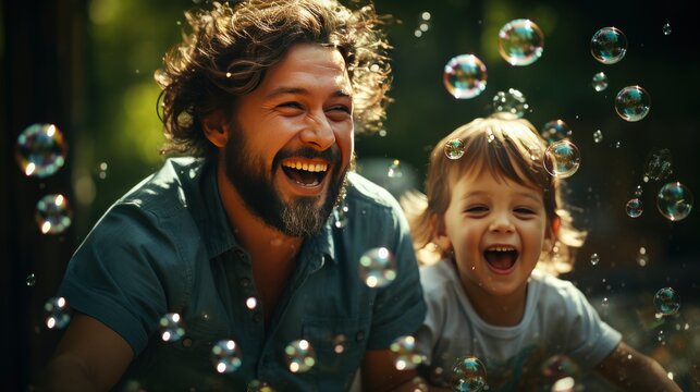 Family Children Blow Soap Bubbles Outdoor, HD, Background Wallpaper, Desktop Wallpaper