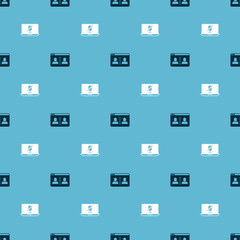Set Video chat conference and Mute microphone laptop on seamless pattern. Vector