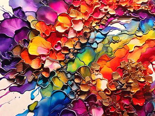 Abstract Colorful Liquid Background with Bubbles AI Generative