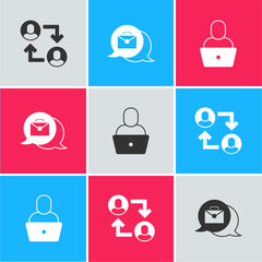 Set Project team base, Online working and Freelancer icon. Vector