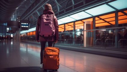 A Woman with a Suitcase Waiting for the Train