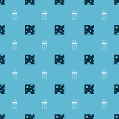 Set Cheese and Baby milk in a bottle on seamless pattern. Vector