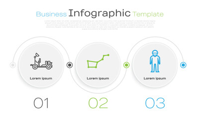 Set line Mars rover, Great Bear constellation and Alien. Business infographic template. Vector
